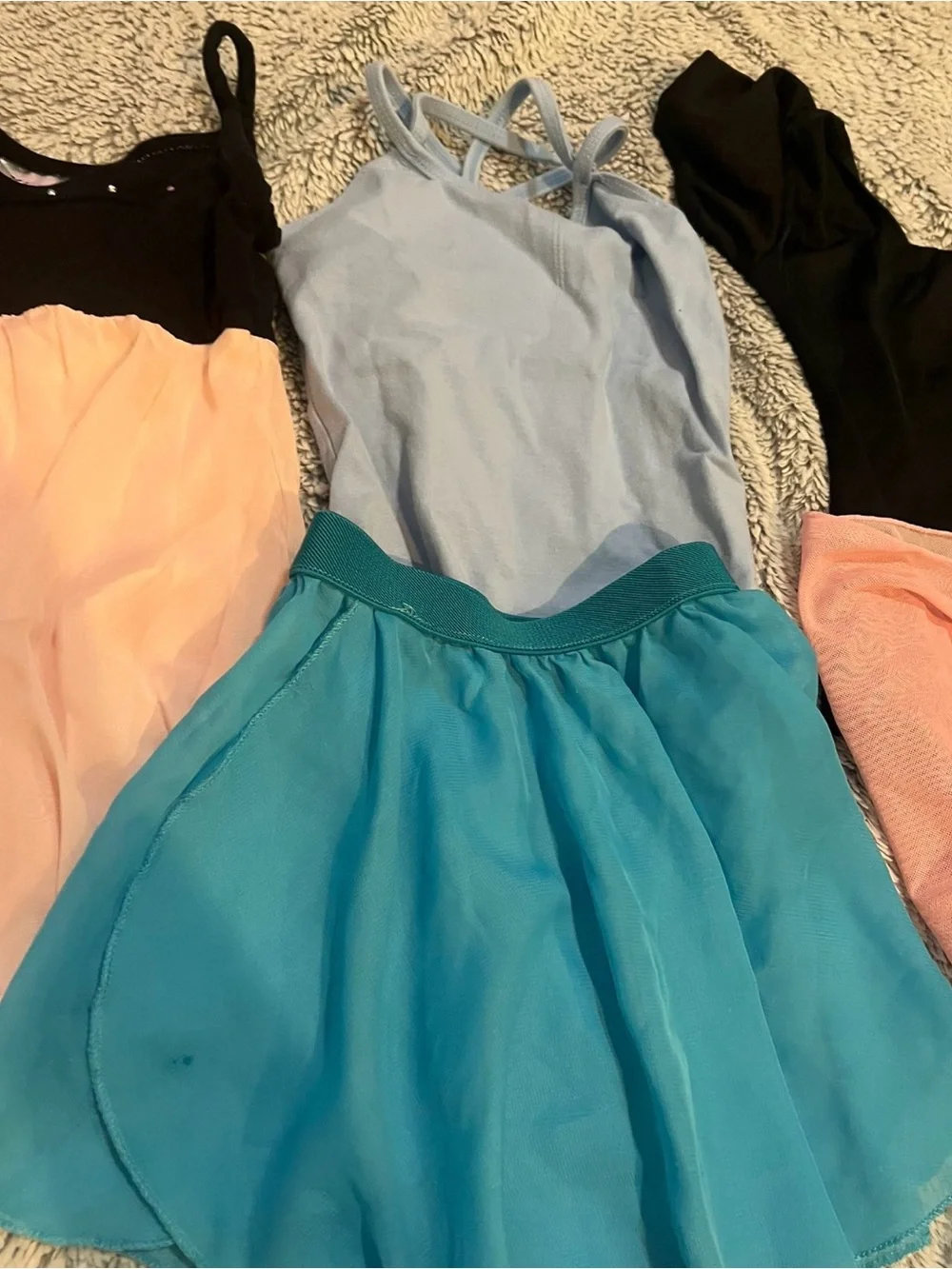 Girls' Light Blue Chiffon Skirted Dance Dress - Blue